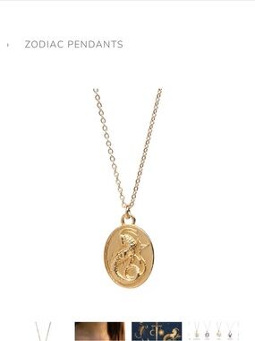 Talon Zodiac Pendant Necklace in 14k Gold - Capricorn Medallion